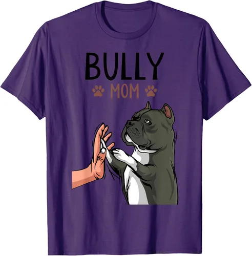 Vista 64 de American Bully Mom Cute Dog Mama Camiseta divertida para mujer, Blanco, S