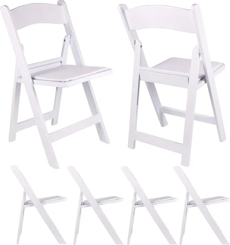 Vista 17 de BTEXPERT Silla plegable de resina con asiento acolchado de vinilo para interiores y exteriores, ligera, set para eventos en el hogar, fiestas