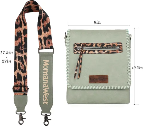 Vista 5 de Montana West Bolsos cruzados para mujer con doble compartimento, bolso cruzado occidental