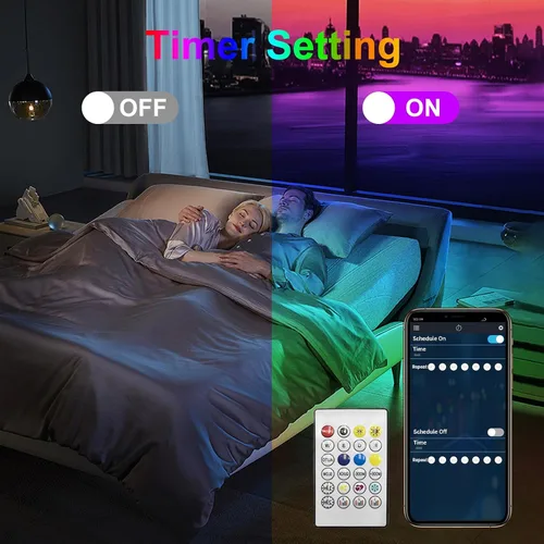 Vista 5 de Honche Guirnalda de luces inteligentes RGB de 100 luces LED USB de 32.8 ft/33 pies, impermeable, con control de aplicación, decoración de árbol