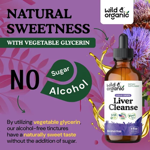Vista 13 de Wild & Organic Tintura de Desintoxicación y Limpieza Hepática - Cardo Mariano, Complejo Herbal de Raíz de Diente de León - Suplemento Líquido