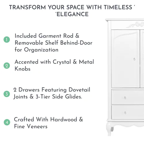 Vista 5 de Evolur Aurora Armoire, Queen, Frost