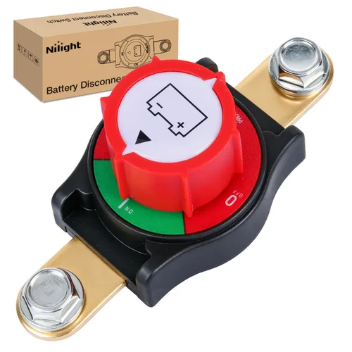 Vista 20 de Nilight Battery Disconnect Switch with Waterproof Key and Cover 12V 24V On Off Battery Master Isolator Cut Off Power Kill Switch for Car Marine Boat