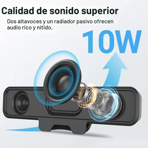 Vista 2 de Inwa - Altavoces de computadora para PC de escritorio, altavoces USB para monitor con clip, barra de sonido con cable para computadora portátil