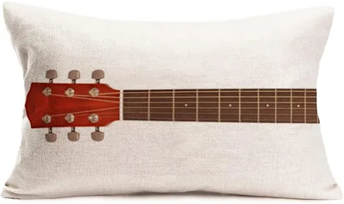 Vista 5 de Funda de cojín rectangular para guitarra, música y instrumentos musicales, funda de cojín rectangular para guitarra acústica vintage, 12 x 20