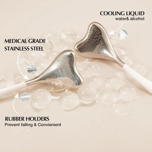 Vista 7 de Gua Sha Cryo Sticks 2 en 1, herramientas para el cuidado facial de la piel para mujeres, masaje facial y de ojos, suministros esteticistas de acero