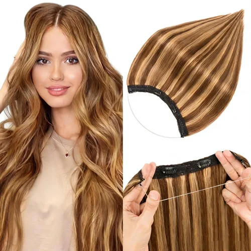 Vista 19 de Extensiones de cabello humano real, extensiones de cabello humano 100 % humano, extensiones de clip, ondulado, negro azabache 01, 2.46 oz/18 pulgadas