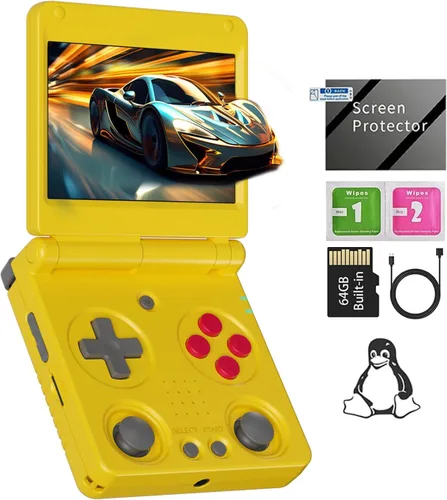 Vista 9 de RG34XXSP - Consola de juegos de mano retro RG34XX SP consola de juegos retro con 64G precargados más de 5000 juegos, batería de 3300 mAh, soporte