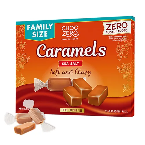 Vista 8 de ChocZero Caramelos de almendras sin azúcar, almendras tostadas, suaves y masticables, 9 onzas Caramelo cetogénico, sin alcoholes de azúcar, bajo
