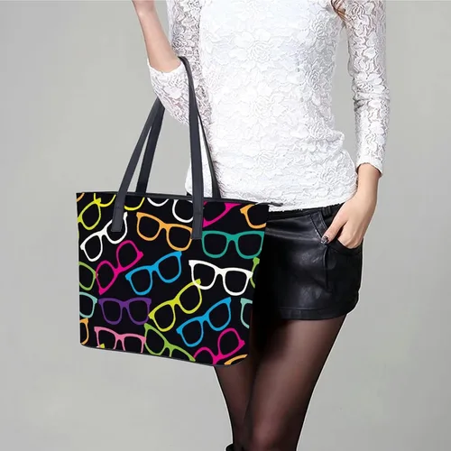 Vista 4 de FunnyStar Gafas Pop-Art patrón de moda para mujer, bolsos de hombro de cuero, Blanco-estilo28, Mochilas de viaje
