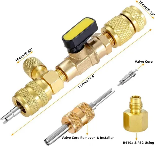 Vista 2 de R410A R22 Herramienta de instalación de extracción de núcleo de válvula de CA, removedor de núcleo de válvula, doble tamaño de 1/4 "-5/16