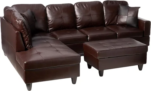 Vista 9 de Beverly Fine Furniture Juego de sofá seccional Russes con otomana, color blanco F092a Blanco
