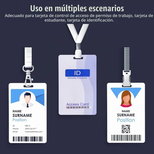 Vista 6 de Tinlade - 100 tarjetas de PVC en blanco con ranura perforadora, tarjeta de identificación Cr80, 30 mil White PVC Identification Badge Card Bulk