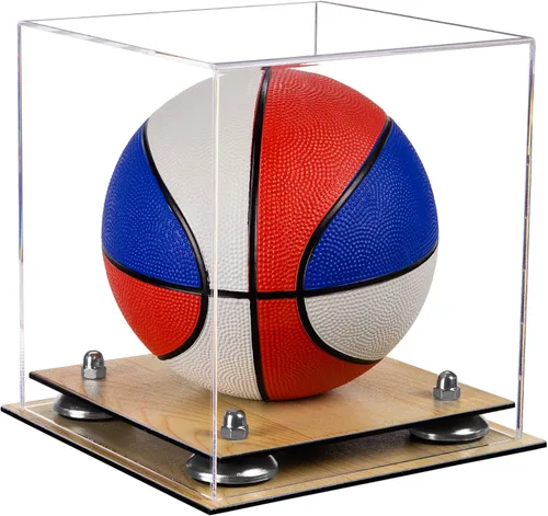 Vista 91 de Better Display Cases Mini acrílico - Miniatura (no tamaño completo) Baloncesto vitrina con elevadores negros y espejo (A015-BR)