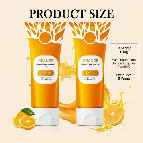 Vista 7 de Gel exfoliante naranja, gel exfoliante de enzima naranja para cara y cuerpo, estiramiento de la piel y reducción de puntos negros, exfoliante