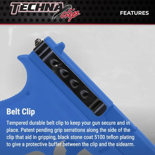 Vista 3 de Techna Clip Concealment System for Glock Models - Durable High-Carbon Spring Steel Gun Clip w/Teflon Coat 1500 - Ambi, Easy-to-Install Gun Holster