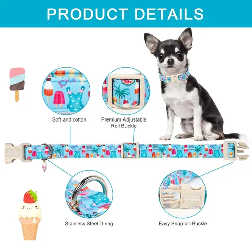 Vista 2 de Unique style paws Collar de perro con hebilla de plástico con colgante, collar de cachorro para primavera y verano, traje de baño para fiesta
