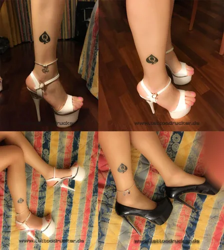 Vista 3 de 5 x Gran Reina de Picas Tatuaje en negro más 2 Tatuaje de Esposa Pequeña - BBC - Tatuaje temporal