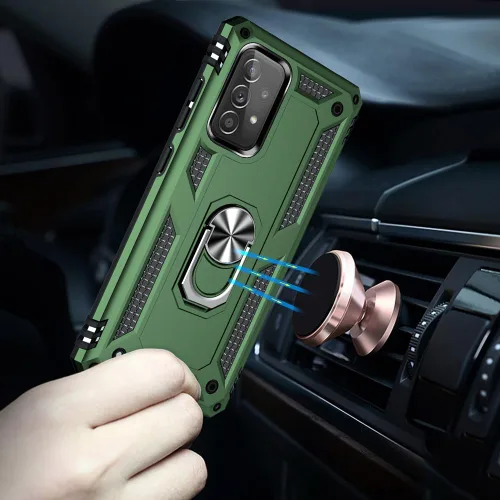 Vista 5 de Yiakeng Funda para Samsung A52, Galaxy A52 con protector de pantalla HD, fundas protectoras de grado militar con anillo para Samsung Galaxy A52 5G