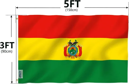 Vista 7 de ANLEY Fly Breeze - Bandera de Bolivia de 3 x 5 pies, color vivo y a prueba de decoloración, cabecera de lona y doble costura, banderas nacionales