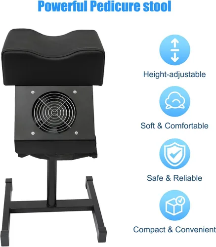 Vista 7 de Soporte de pie de pedicura, reposapiés de manicura de pedicura ajustable con ventilador extractor de polvo y bolsa, silla de pedicura antideslizante
