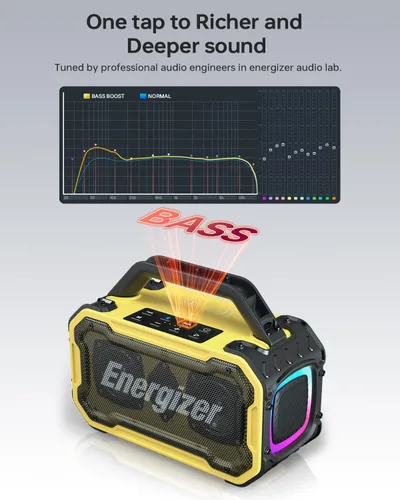 Vista 3 de Energizer Altavoces Bluetooth al aire libre, altavoz inalámbrico portátil Amarillo