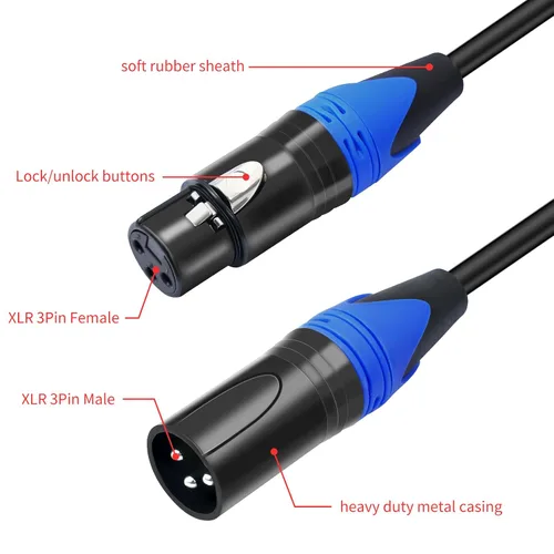 Vista 4 de Divisor XLR, cable divisor XLR equilibrado macho a 2 hembras, cable de micrófono divisor XLR Y de 3 pines (1.6 pies/2 unidades)