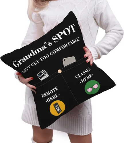 Vista 4 de Funda de almohada con dos bolsillos, regalos para abuela, funda de almohada cuadrada de poliéster de doble cara para decoración del hogar, regalos
