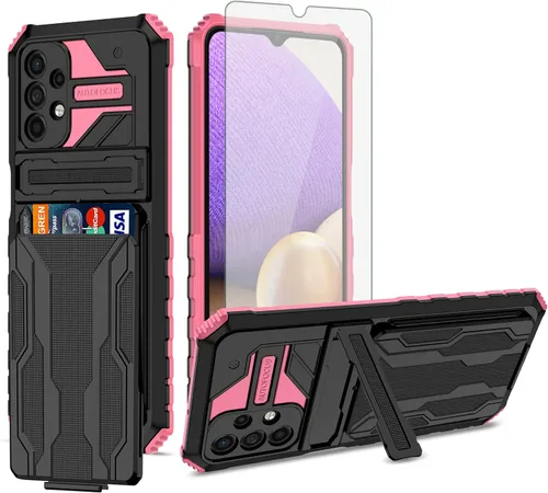 Vista 8 de Asuwish Funda de teléfono para Samsung Galaxy A32 5G 2021 de 6.5 pulgadas con protector de pantalla de vidrio templado y tarjetero con soporte