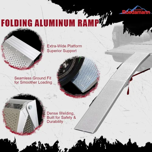 Vista 8 de Ruedamann Rampa plegable de aluminio de 7.5 pies, rampa portátil, rampas de carga de 11 pulgadas para motocicleta, capacidad de 750 libras