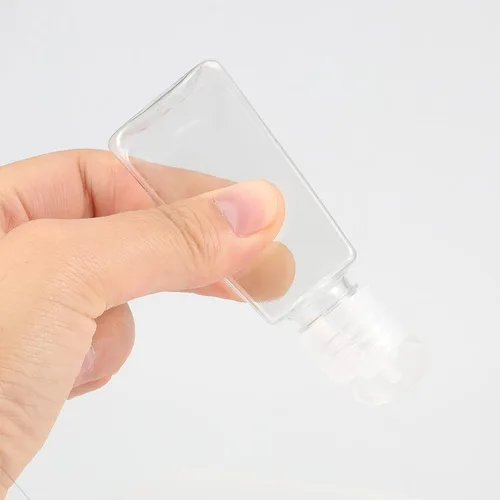 Vista 6 de JAPCHET 100 botellas de viaje de plástico transparente de 1 onza con tapa abatible, botellas recargables de tamaño de viaje, pequeños recipientes