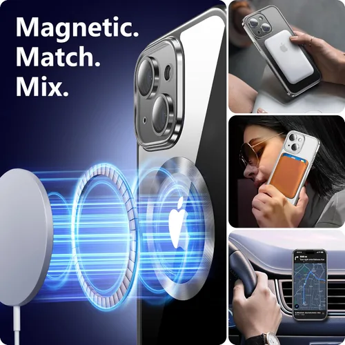 Vista 5 de Funda 2 en 1 para iPhone 11 Cristal Transparente, no amarillea, compatible con Magsafe, con 1X protector de pantalla + protector de lente de cámara