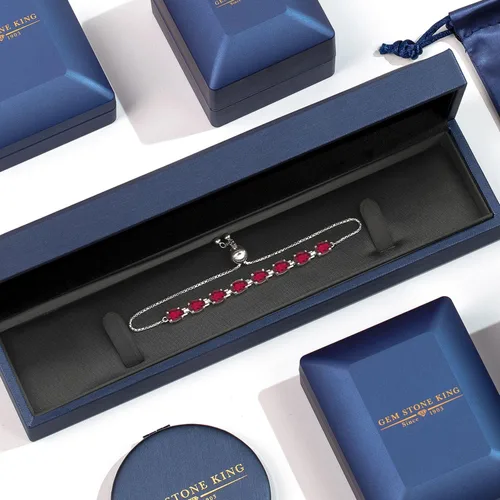 Vista 30 de Gem Stone King Pulsera de plata de ley 925 con piedra natal ovalada de 0.276 x 0.197 in para mujer, totalmente ajustable hasta 9 pulgadas