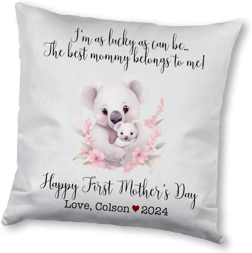 Vista 10 de Happy Mother's Day Koala Design, First Mother's Day Custom Pillowcase, Personalized Mother's Day Pillowcase, Gift for Mom, Home Decor