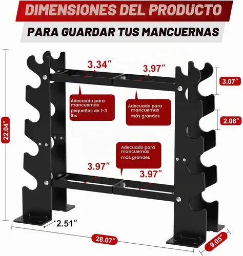 Vista 6 de DERACY Soporte para Mancuernas Solamente, Soporte de Mancuernas Negro de 5 Niveles para Gimnasio en Casa, Estante de Peso de Acero Resistente que