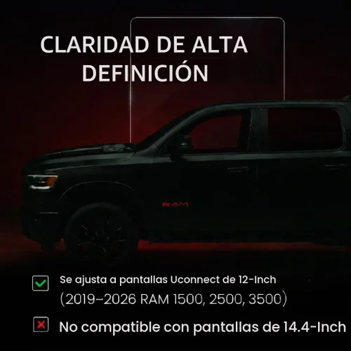 Vista 3 de Protector de pantalla premium compatible con Dodge Ram 2019, 2020, 1500, 2500, 3500, 3500, Uconnect de 12 pulgadas, vidrio templado Brillo