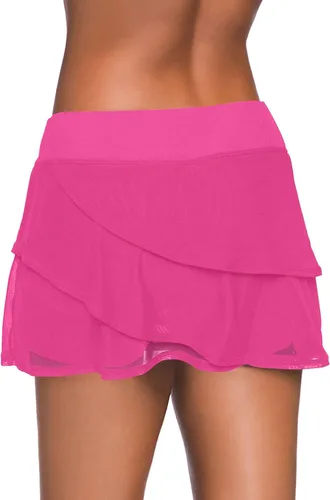 Vista 3 de Aleumdr Falda de baño con volantes en la cintura para mujer