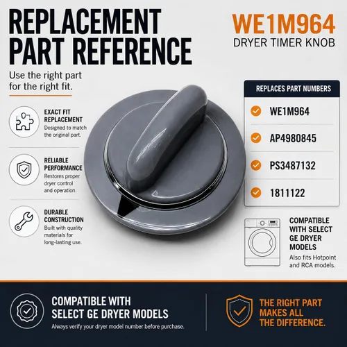 Vista 3 de WE1M964 Pomo de secadora para temporizador GE AP4980845 PS3487132 1811122