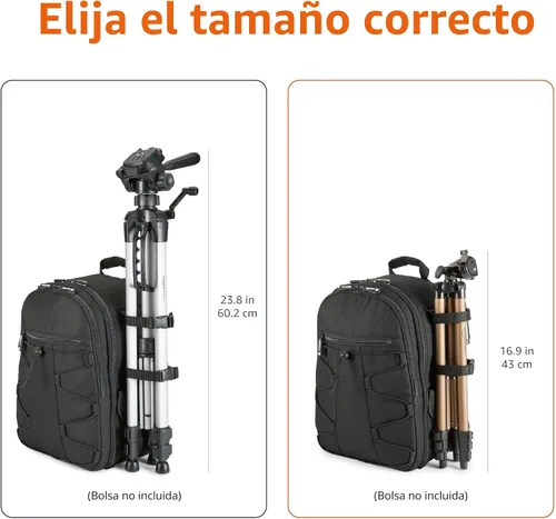 Vista 6 de Amazon Basics Soporte de trípode portátil ligero de 50 pulgadas con placa de liberación rápida, altura ajustable, aluminio, para fotografía