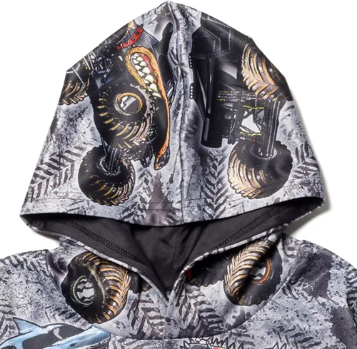 Vista 6 de Monster Jam Zombie Grave Digger Megalodon - Sudadera con capucha de forro polar para niños pequeños a grandes