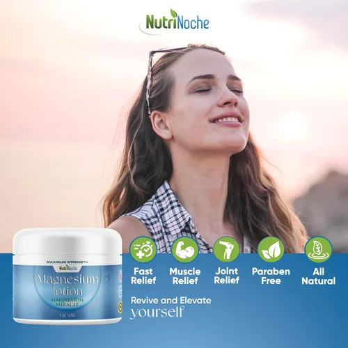 Vista 4 de NutriNoche Loción de magnesio - Crema de magnesio para dormir y rejuvenecer el descanso - Fórmula tópica de nano magnesio - Calma y enfría