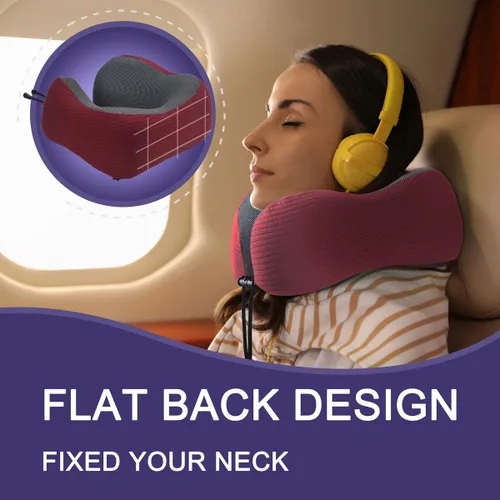 Vista 4 de napfun Almohada de cuello para viajes con bolsa de viaje, máscara de sueño y tapones para los oídos, almohada de espuma viscoelástica para dormir