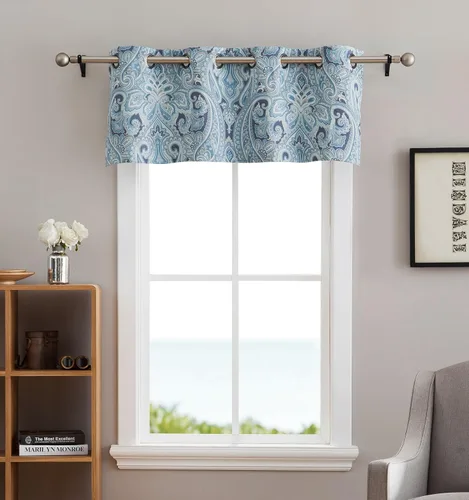 Vista 6 de HLC.ME París Cachemira Damasco Panel de cortinas térmicas opacas con ojales, para ventanas, largos: 63", 84", 96", un par