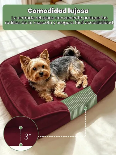 Vista 3 de Spotted Play Cama ortopédica para perros con lados, sofá cama para perros pequeños, sofá cama de espuma de apoyo para mascotas con funda extraíble