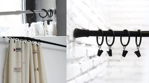 Vista 6 de Paquete de 50 clips y ganchos de acero inoxidable para cortinas – Perchas de metal resistentes al óxido para decoración del hogar, fotos, Negro