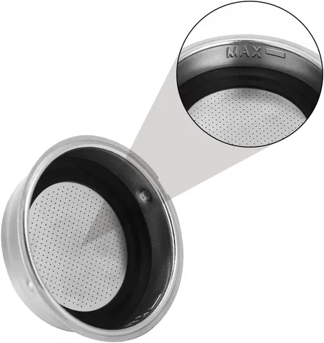 Vista 5 de Filtro de café de acero inoxidable, cestas de filtro de café de 2.008 in, filtro de café expreso, cesta porosa presurizada, accesorios de repuesto