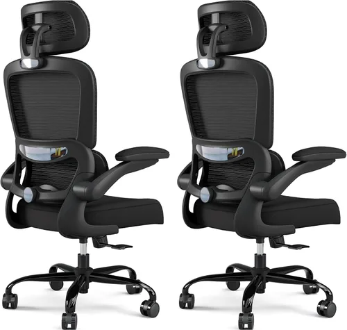 Vista 26 de TRALT - Silla de oficina ergonómica con soporte lumbar, color beige, 1