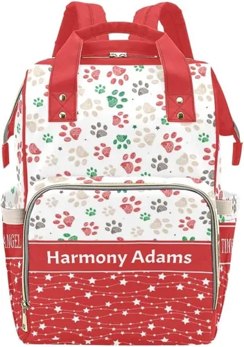Vista 17 de Mochila para pañales personalizada, regalo con nombre, notas musicales, estrellas, azul oscuro, bolsa de viaje versátil: gran capacidad y múltiples