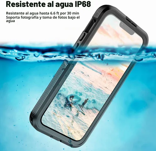 Vista 2 de Funda impermeable para iPhone 15 Plus, protector de pantalla integrado, a prueba de golpes, a prueba de nieve, a prueba de polvo, funda protectora