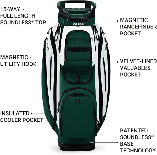 Vista 3 de ASK ECHO Soundless-Series - Bolsa para carrito de golf con 15 divisores, parte inferior con bloqueo de agarre